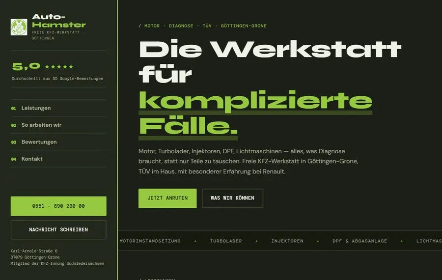 Demo-Website Auto-Hamster UG Göttingen