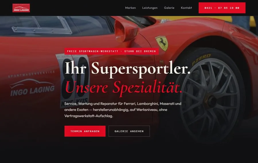 Demo-Website Sportwagenservice Laging