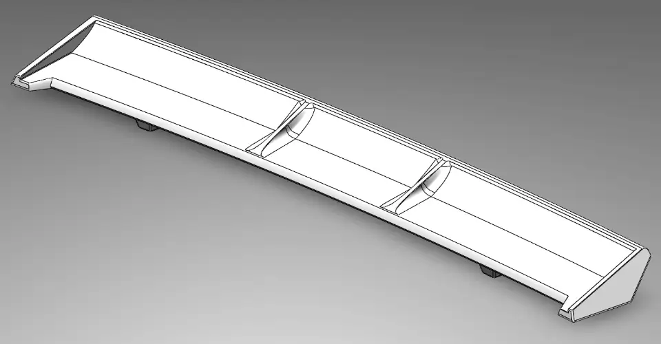 CAD-Modell eines Heckspoilers für den Volvo 240 in SolidWorks